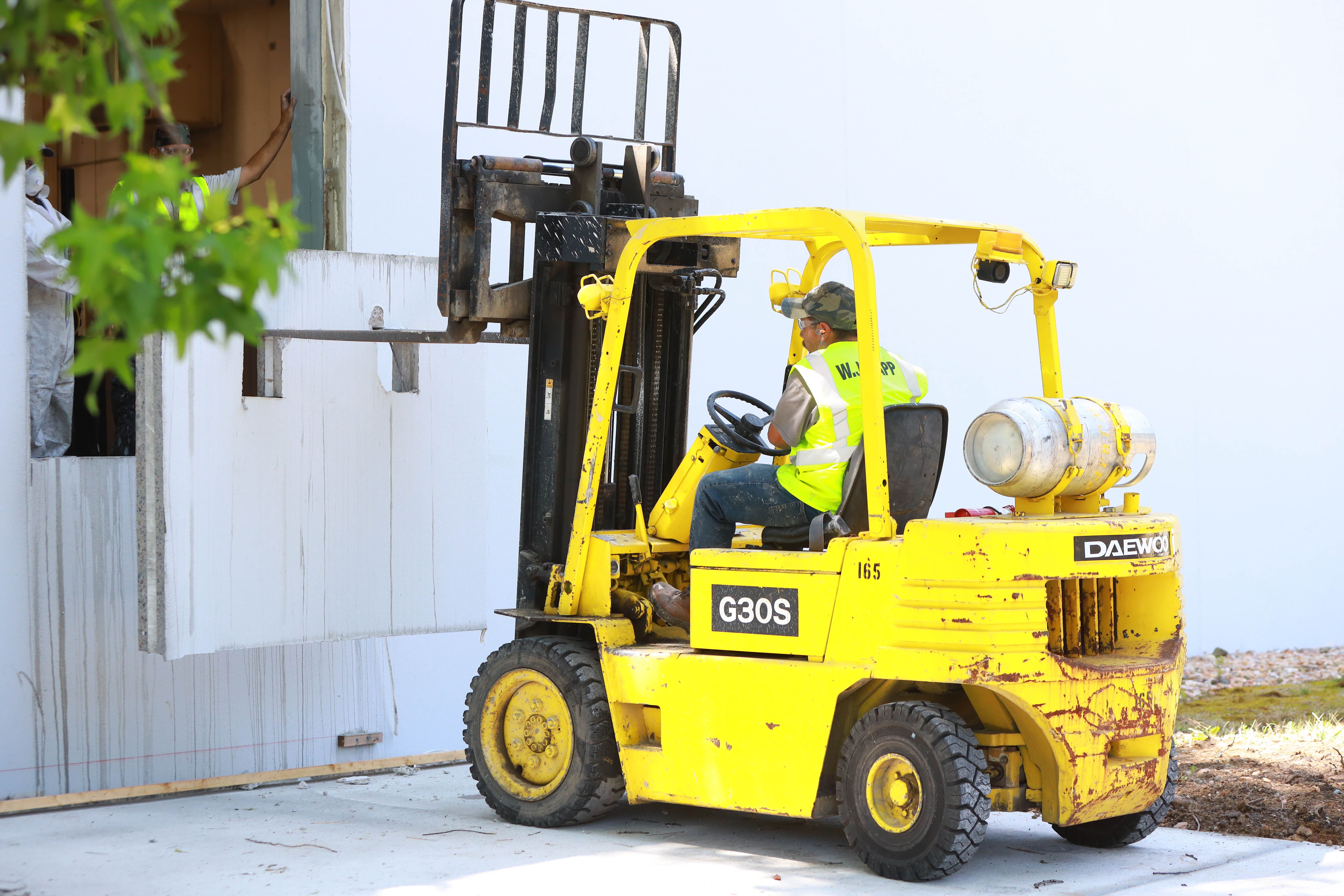 Forklift lifting Wall Section
