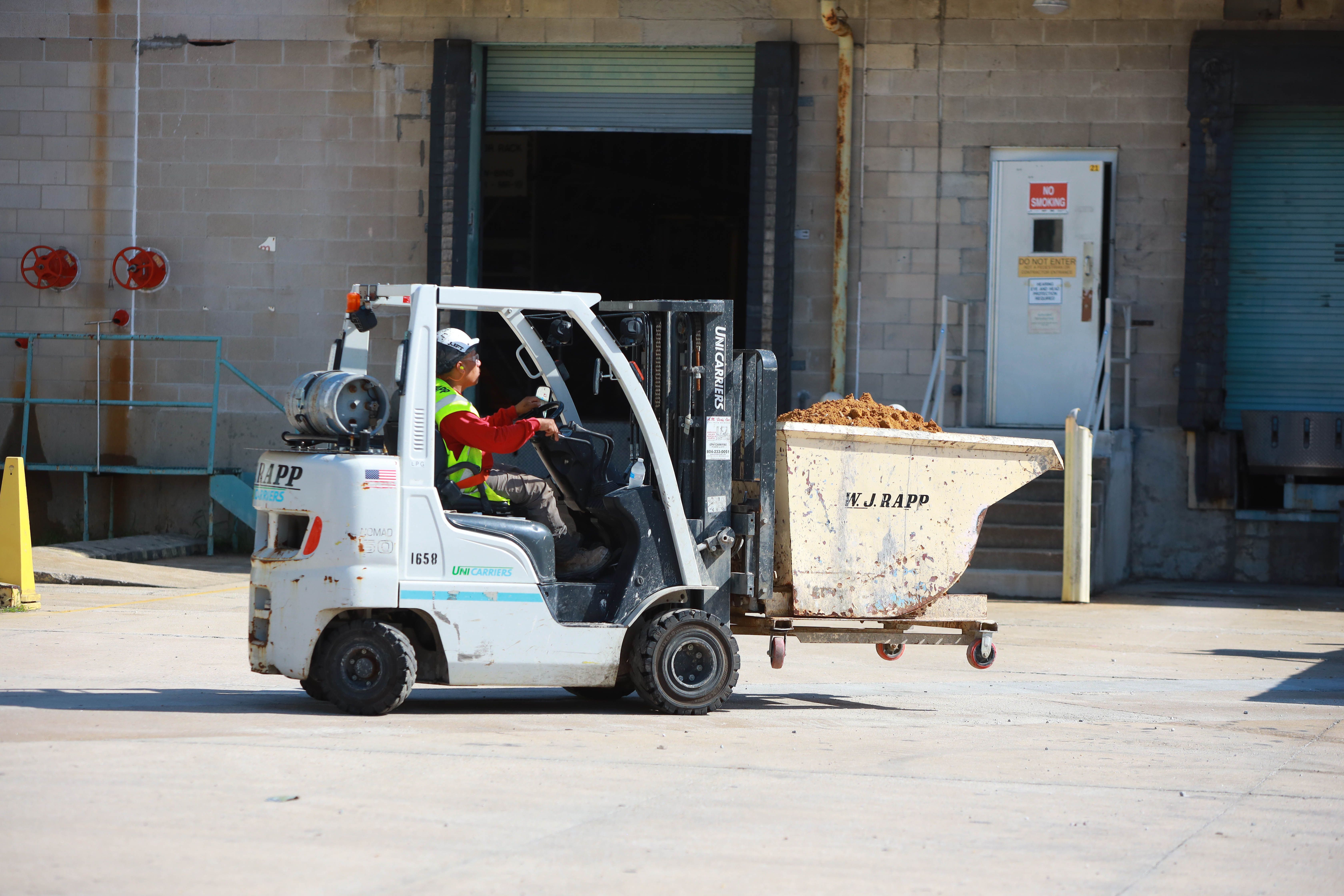 Forklift with Bucket and Dirt