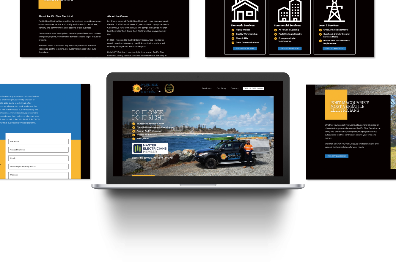 Website Development for Pacific Blue Electrical