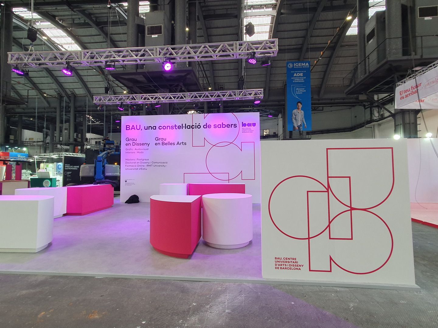 Open BAU stand frontage. BAU, Saló de l’Ensenyament 2024, Barcelona.