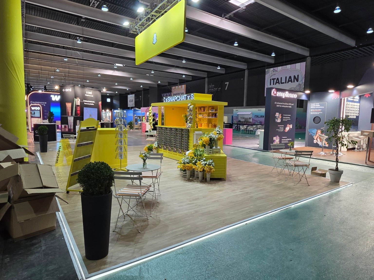 Snapchat exhibition stand at Shoptalk Europe 2026, Barcelona, in collaboration with Spiro. View 2.