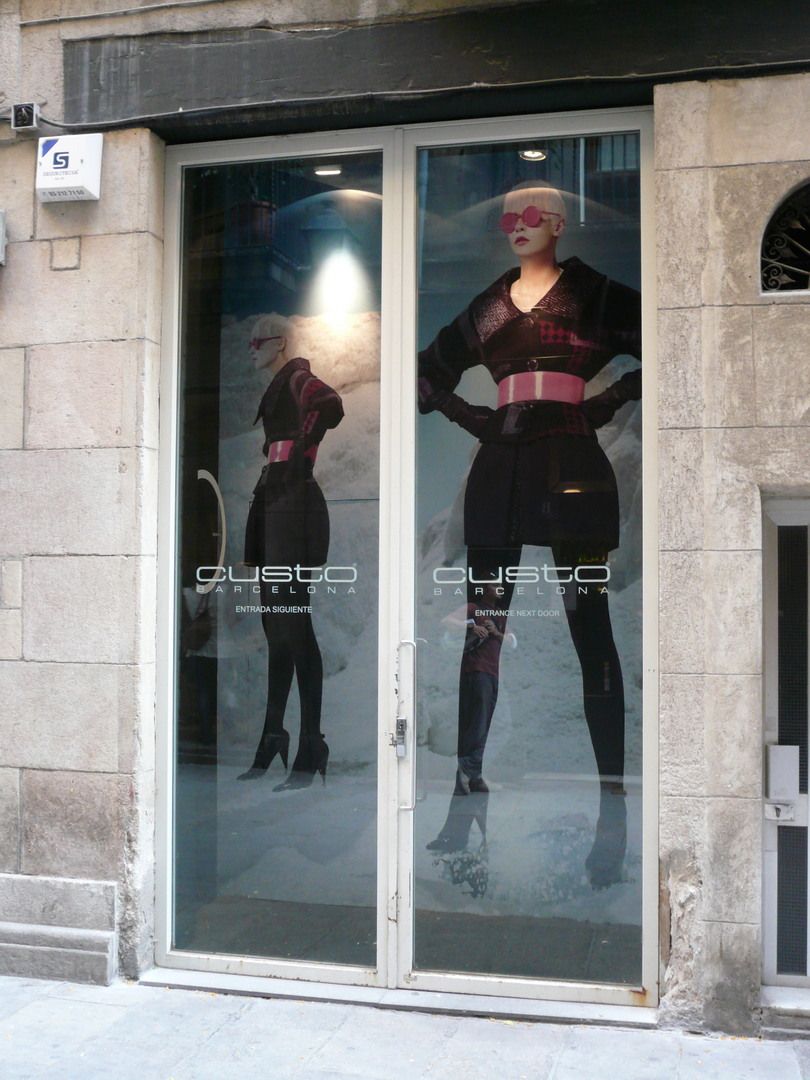 Custo Barcelona storefront with fashion campaign graphics