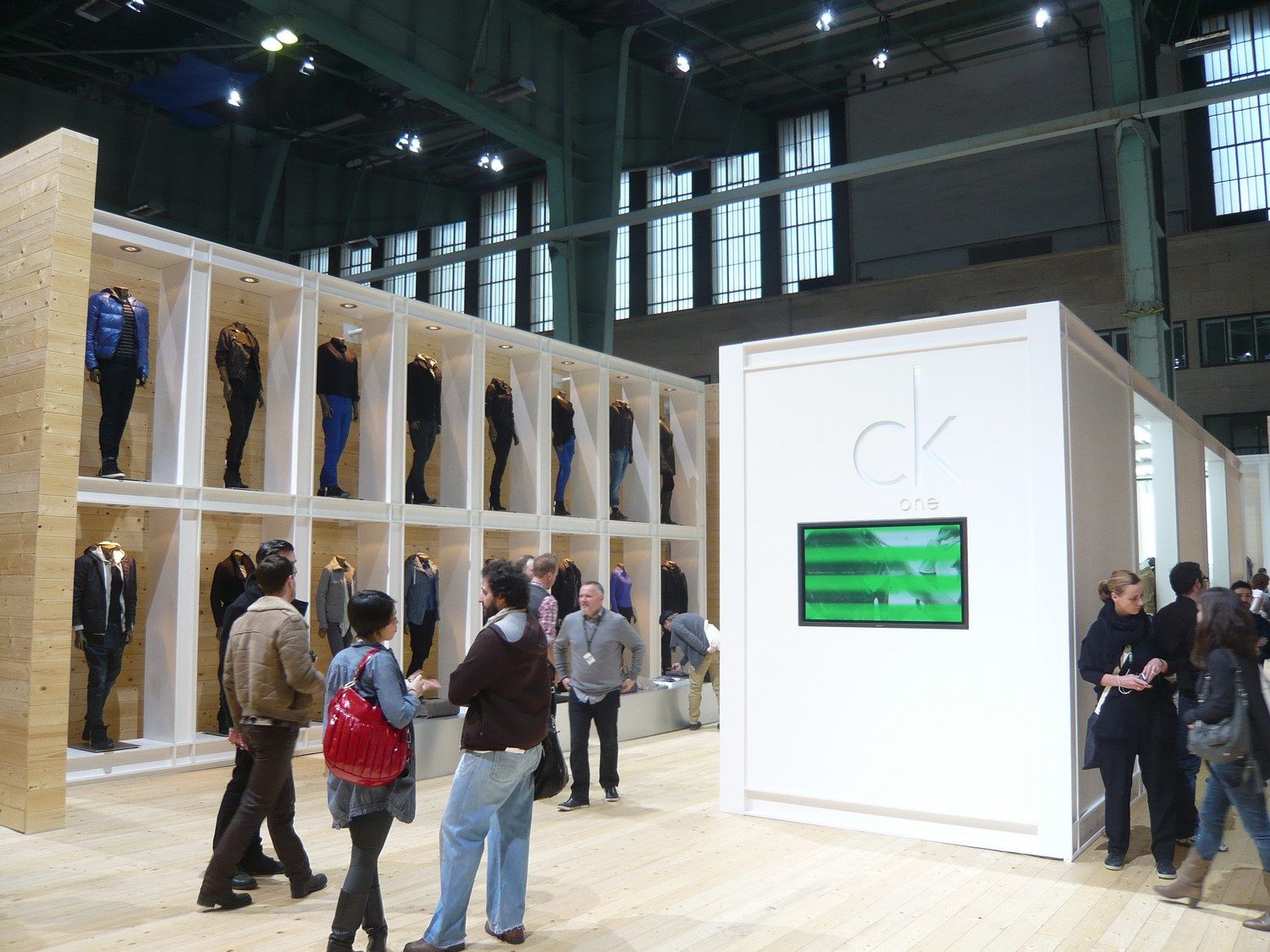 Open frontage with timber clothing display modules — Calvin Klein Jeans · Bread & Butter 2011
