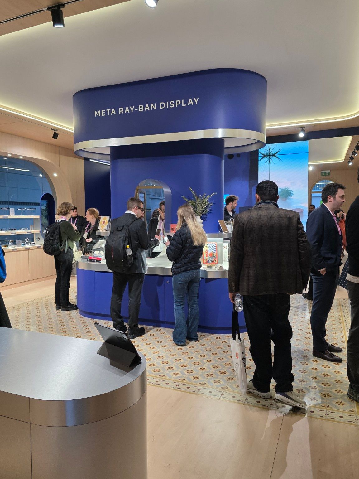 Meta pavilion interior during product demonstrations at MWC Barcelona 2026