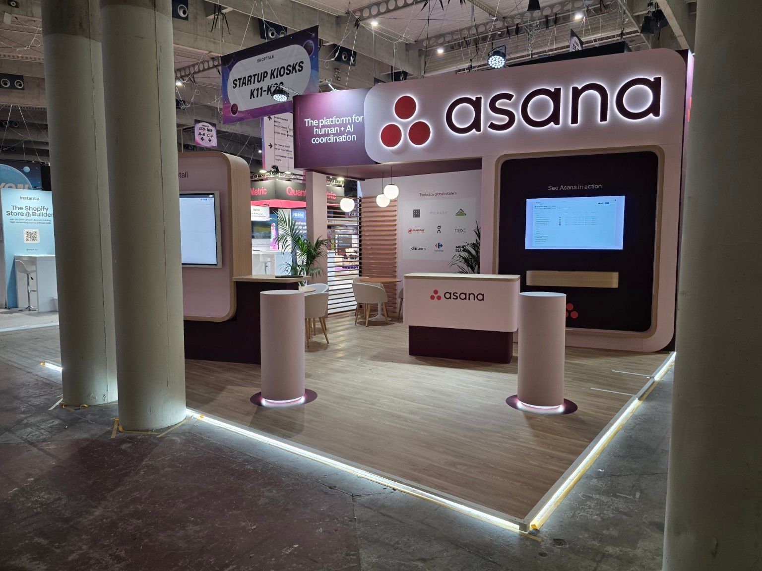 Asana exhibition stand at Shoptalk Europe 2025, Barcelona, in collaboration with Spiro. View 2.