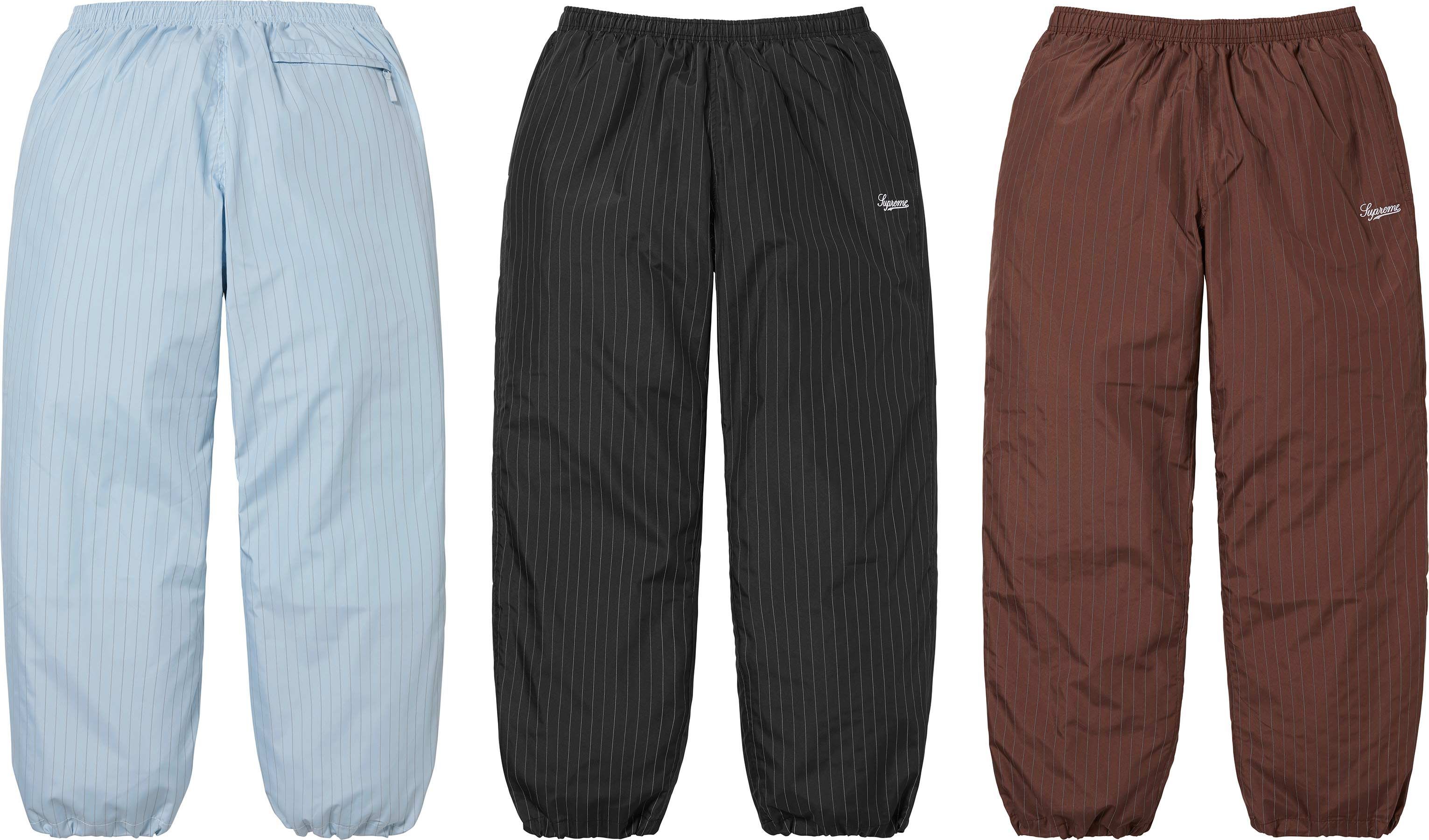 パンツ Supreme Reflective Pinstripe Track Pant Supreme Reflective Pinstripe Track Pant (FW24) - $148