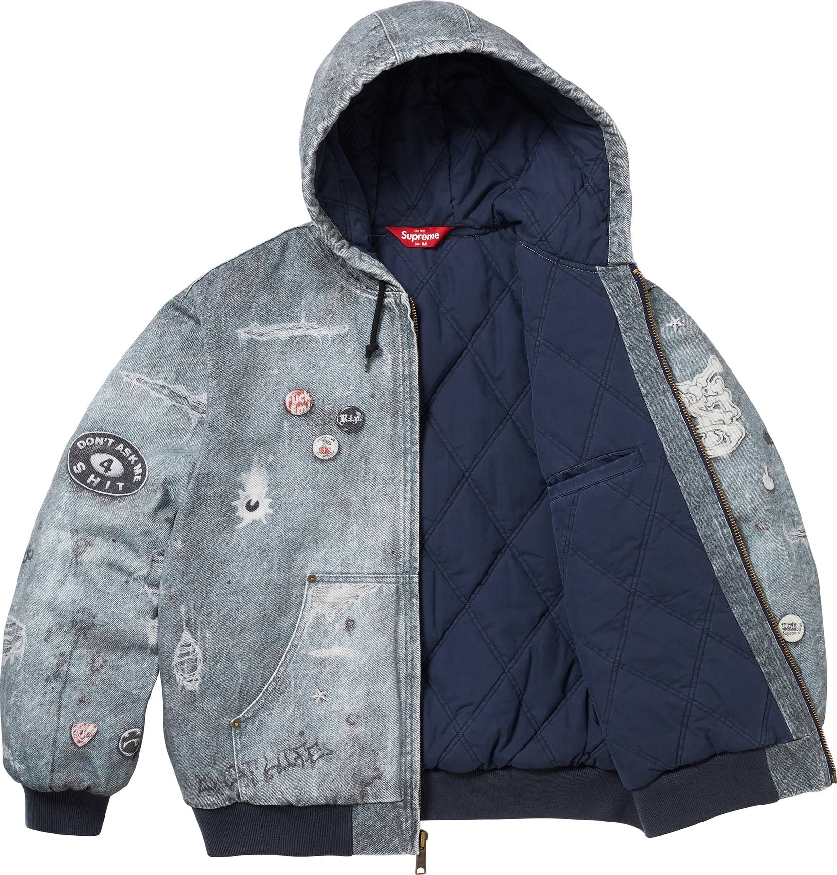 Supreme トロンプ　デニム風 フード付きパーカー M SUPREME】 Contrast Zip Track Jacket Black - 25SS (Supreme