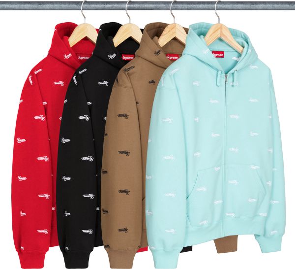 Repeat Script Zip Up Hooded Sweatshirt