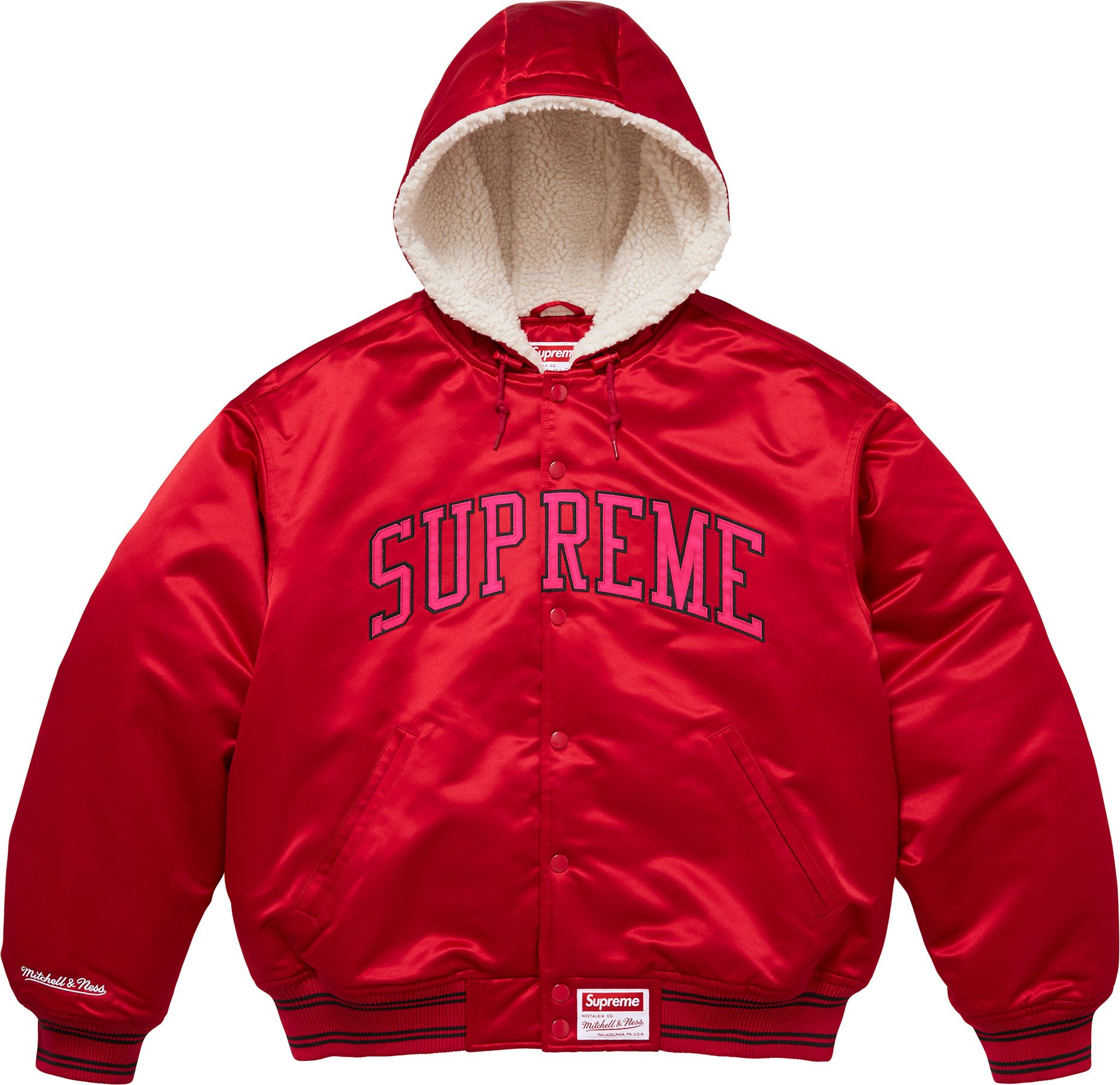 Supreme Mitchell & Ness スタジャン Supreme Mitchell & Ness Satin Varsity Jacket (FW24) - $248