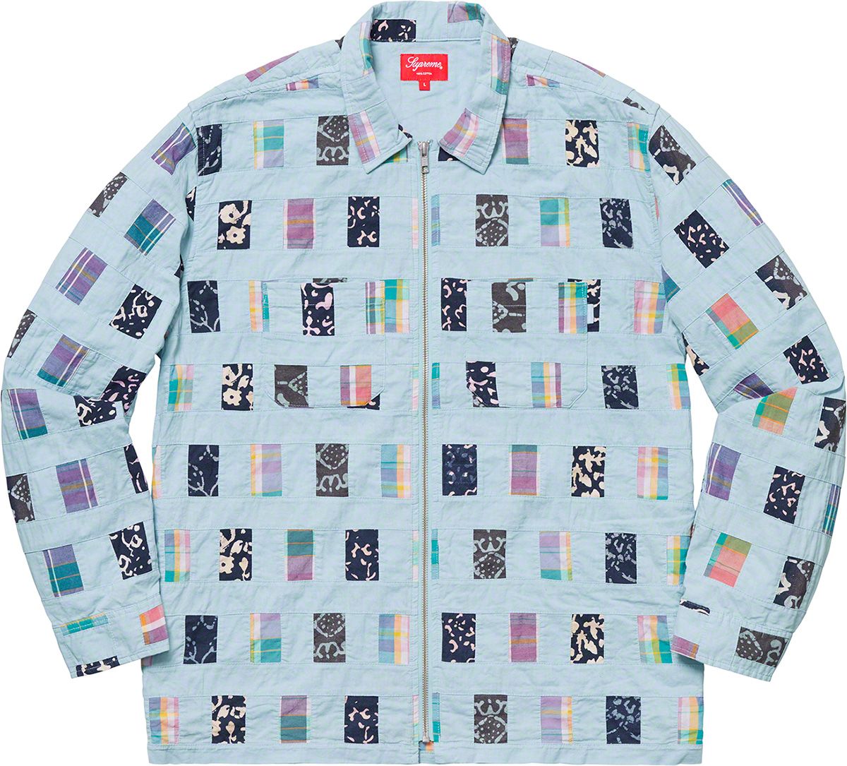 トップス Supreme - Patchwork Zip Up Shirt size L Supreme Patchwork Zip Up Hooded Sweatshirt Black Men's