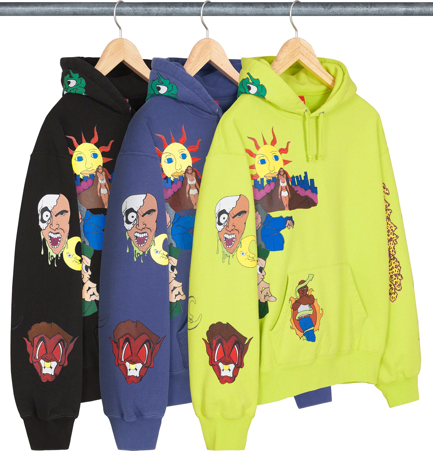 B*1様 Supreme Satin Applique Hooded Sweat Supreme satin-appliqué Hoodie | Black | FARFETCH