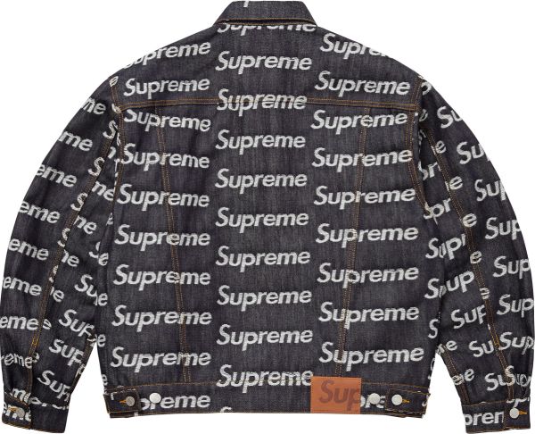 Jacquard Logos Denim Trucker Jacket