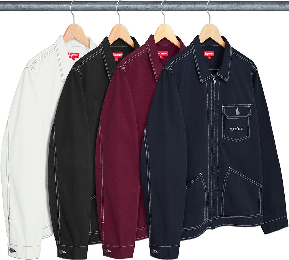 ジャケット・アウター WORK JACKET CONTRAST STITCH Stussy Work Contrast Stitch Jacket Grey Men's - FW24 - US