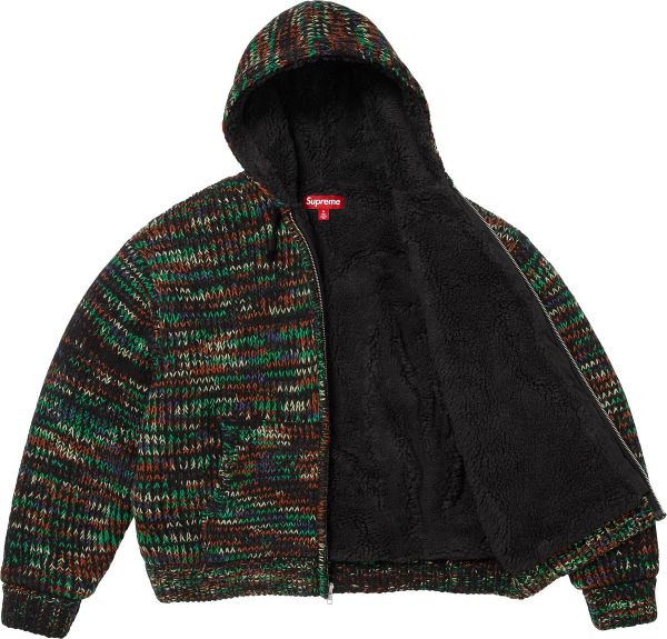 Faux Shearling Lined Zip Up Hooded Sweater