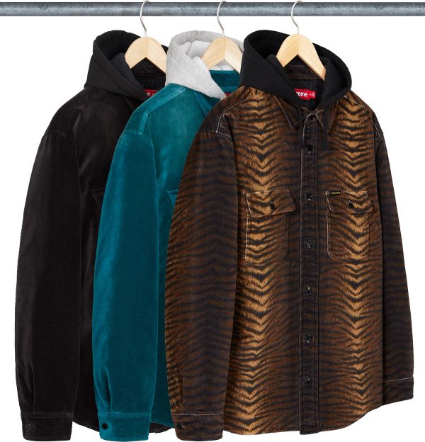 Quilted Lined Hooded Velvet Shirt