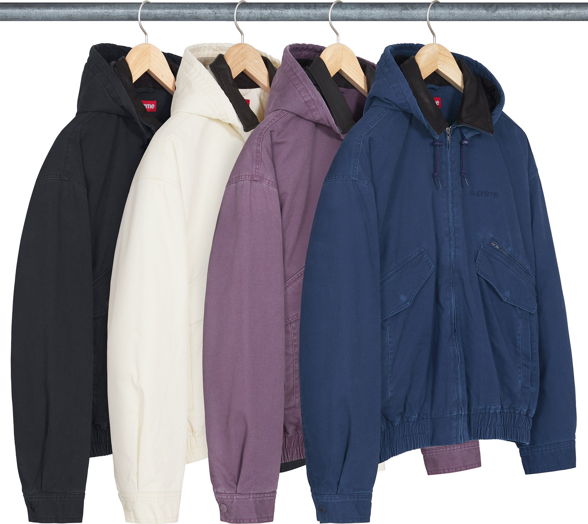 Supreme Leather Collar Utility Jacket Ｌ Supreme Leather Collar Utility Jacket Black Men's - FW23 - US