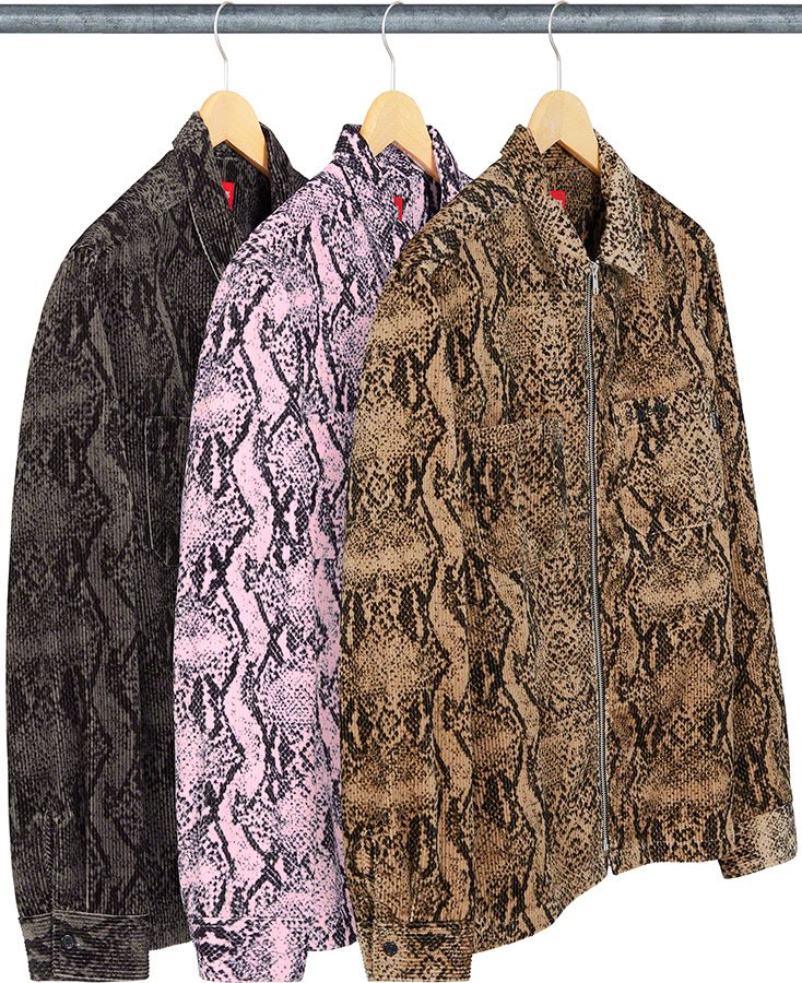 トップス 20AW Snakeskin Corduroy Zip Up Shirt Fall/Winter 2020 Preview – Supreme
