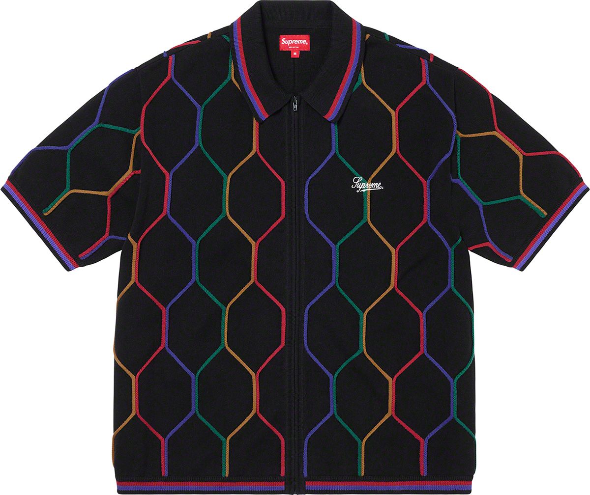 トップス Supreme Abstract Textured Zip Up Polo Supreme Abstract Textured Zip Up Polo (SS22) - $128