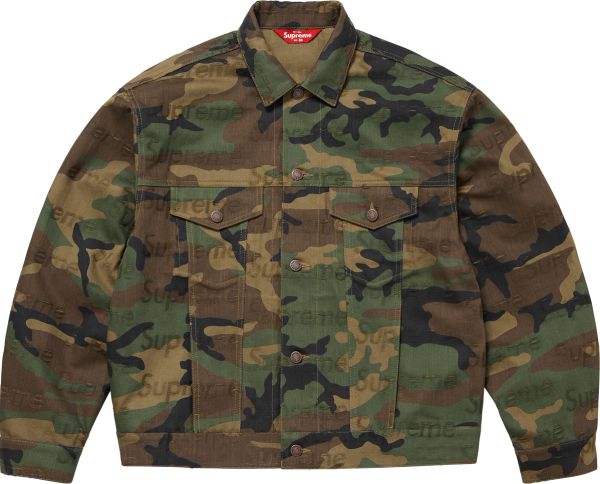 Jacquard Logos Denim Trucker Jacket