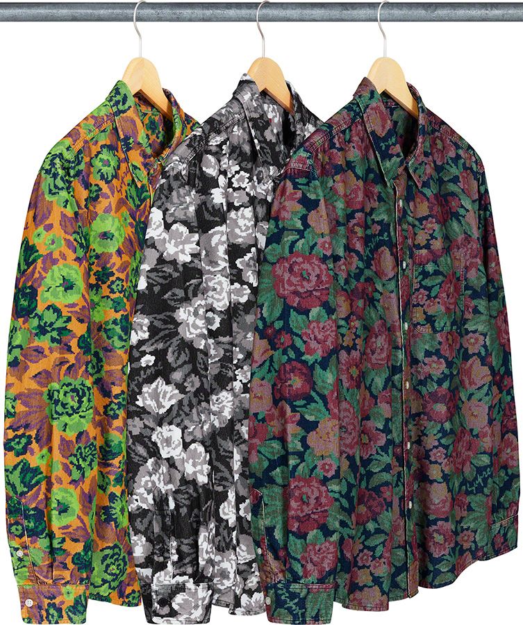 ジ*ン様 Supreme Printed Corduroy Shirt Supreme Digi Floral Corduroy Shirt (FW20) - $128