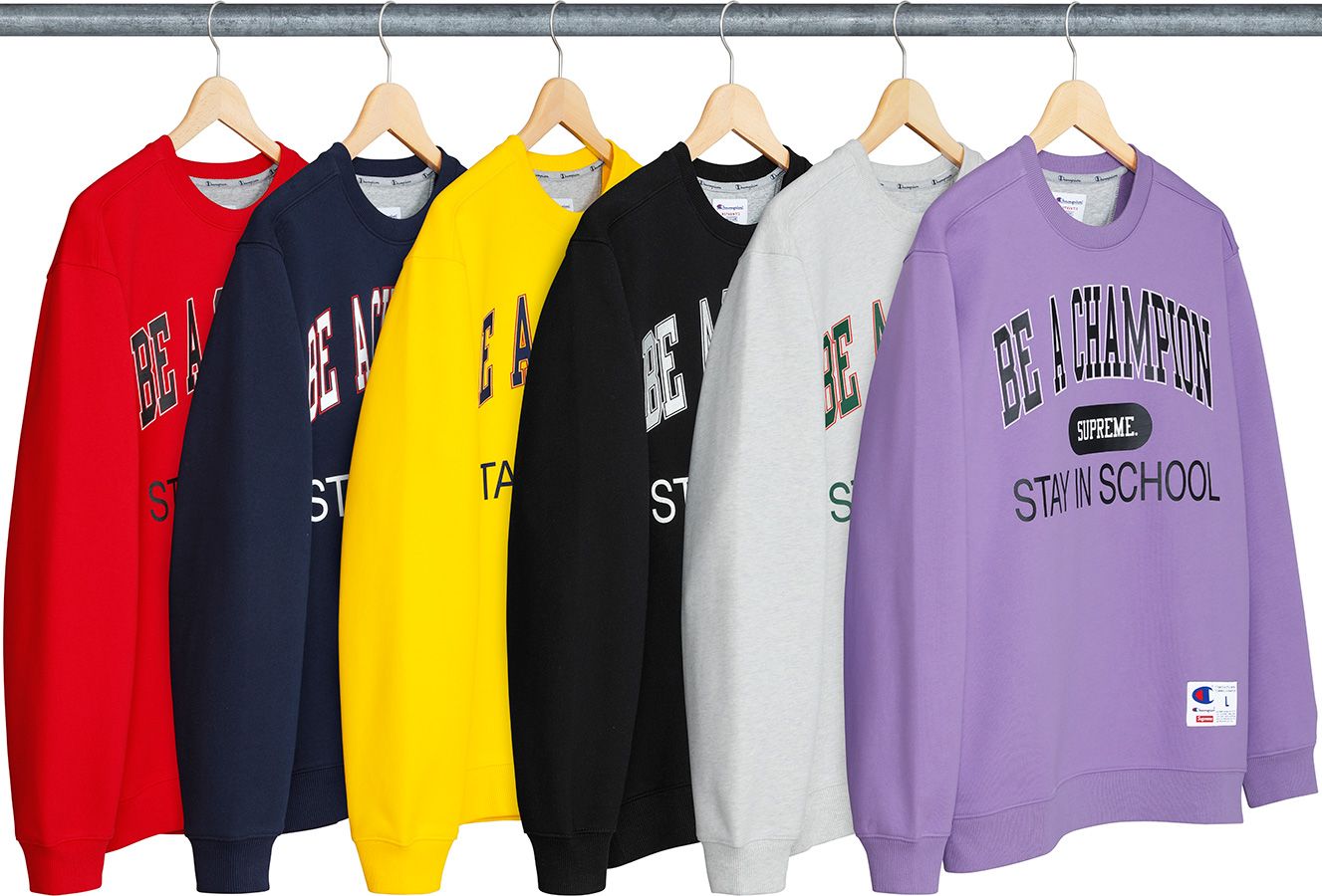 トップス Supreme Champion Stay In School 18ss XL Supreme Champion Stay In School Crewneck (SS18) - $148