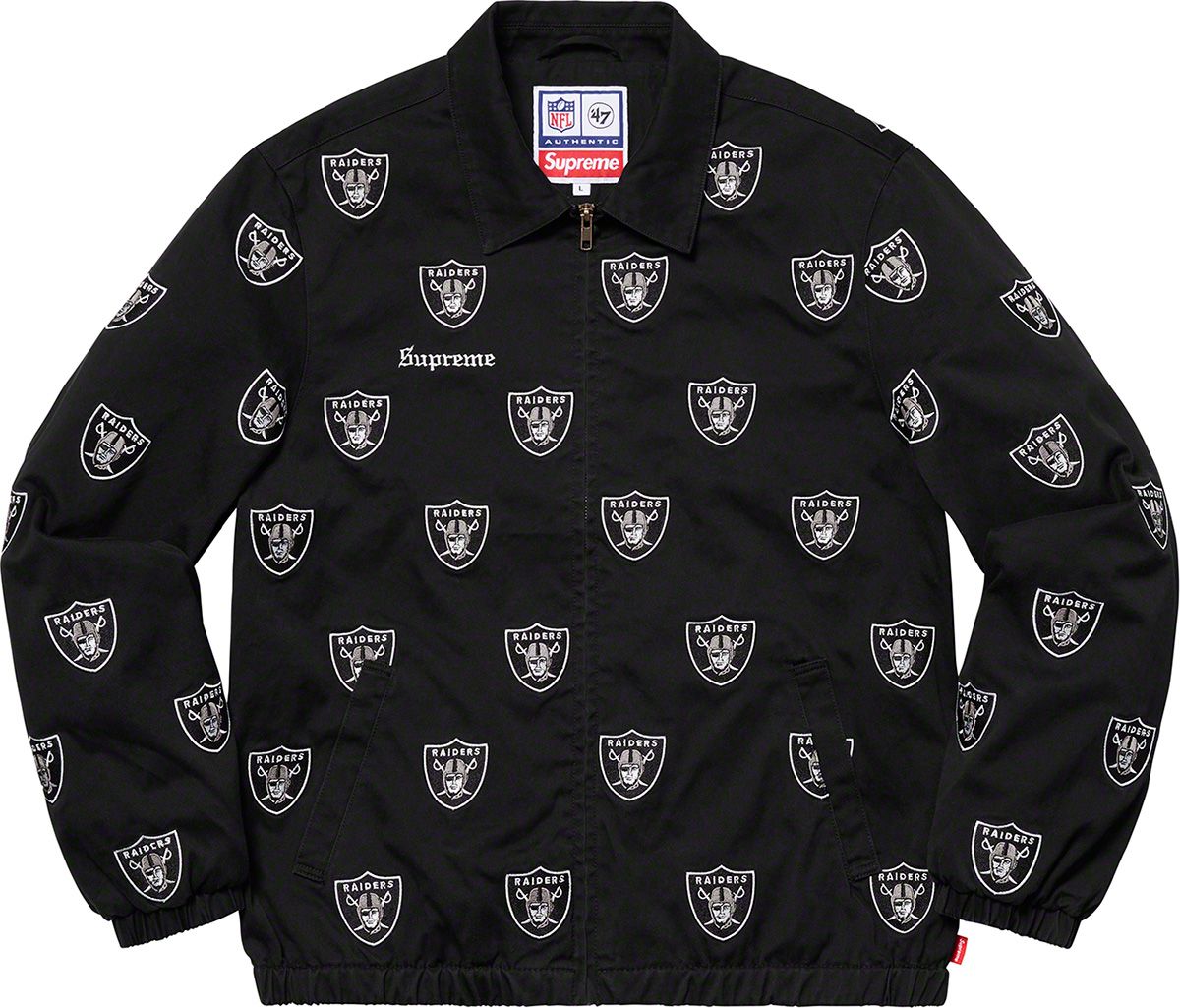 19ss Supreme NFL Raiders versity ジャケット 19ss Supreme NFL Raiders versity Jacket Blouson Logo Black