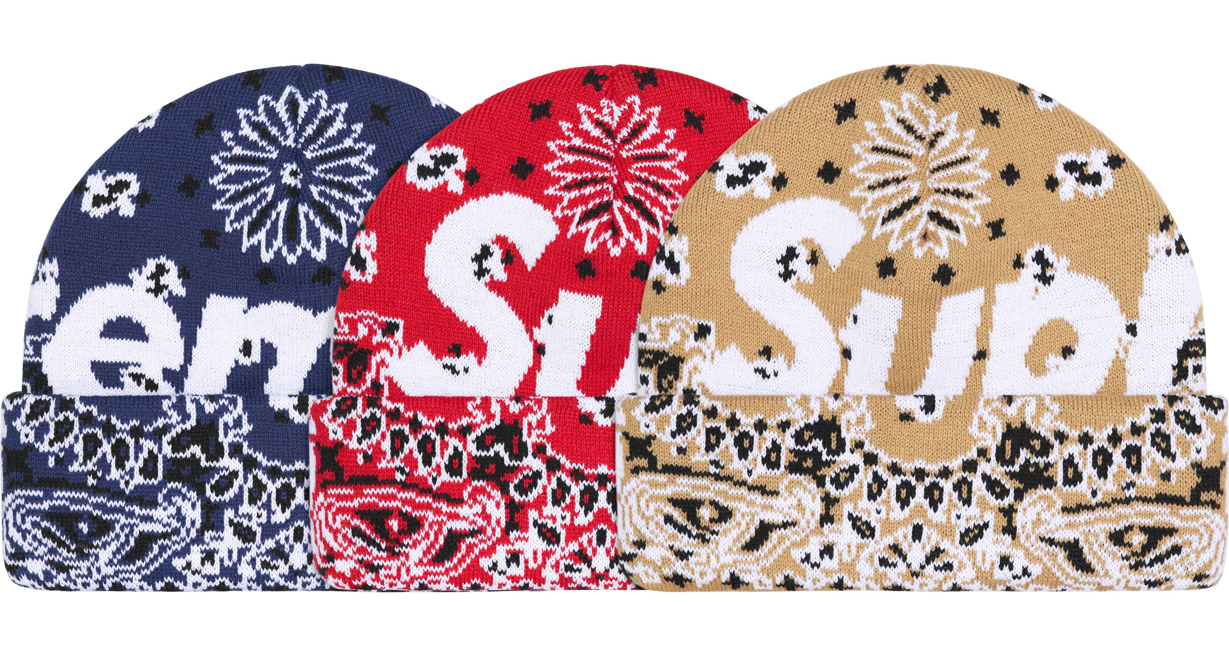 B*e様 Supreme Bandana Big Logo Beanie NAV Supreme Bandana Big Logo Beanie Red | eBay