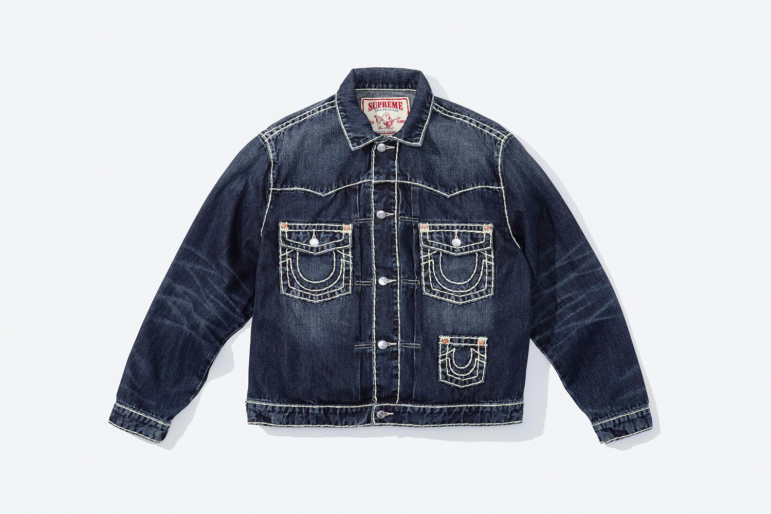 y*a様 新品　True Religion × Supreme 　デニムジャケッ Supreme True Religion Denim Trucker Jacket Washed Blue Men's