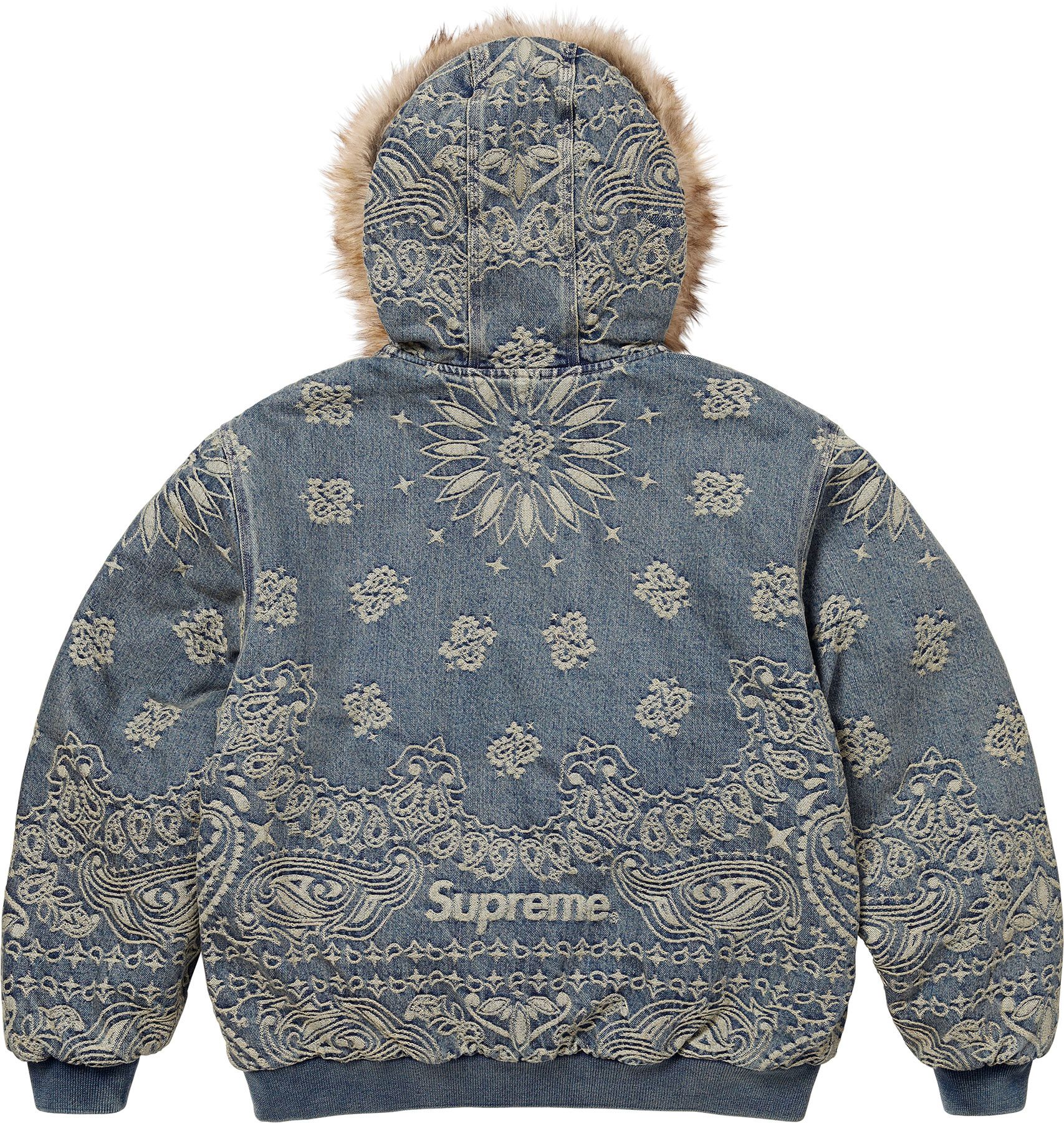 ジャケット・アウター Supreme Bandana Jacquard Denim Hooded Supreme Bandana Jacquard Denim Hooded Work Jacket Black