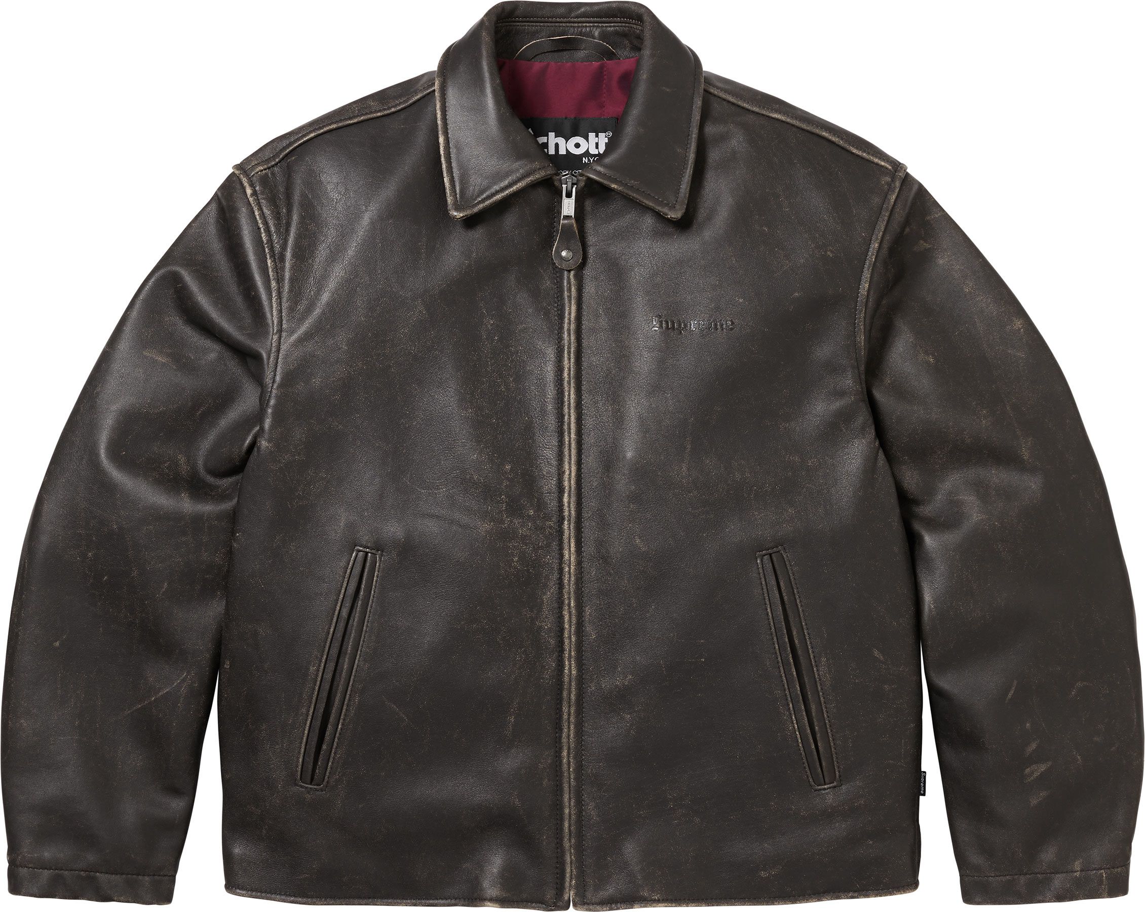 専用supreme leather tracker jacket schott Supreme Schott Leather Racer Jacket (FW24) - $898