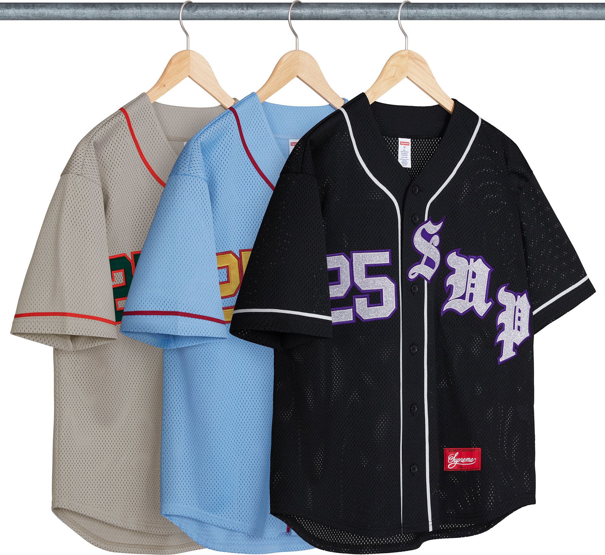 ウェア SUPREME SS25 OLD ENGLISH BASEBALL JERSEY Supreme Old English Baseball Jersey 'Light Blue' — Kick Game