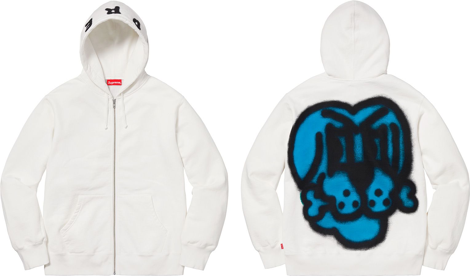 「希少」Supreme Bone Zip Up Sweatshirt Black Supreme Bone Zip Up Sweatshirt (FW18) - $168