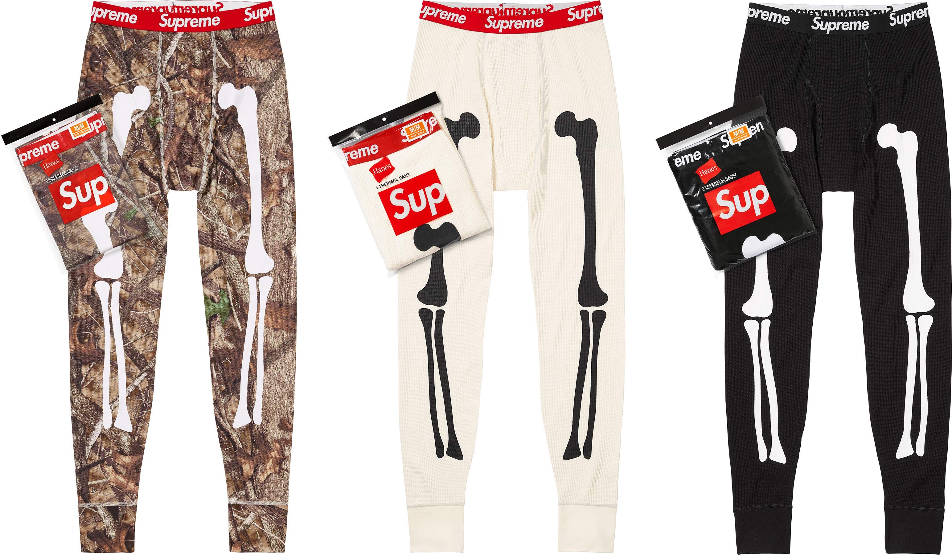 【Supreme/Hanes】BONES THERMAL PANT/ホワイト/Ｌ Supreme Hanes Bones Thermal Pant (1 Pack) (FW23) - $30