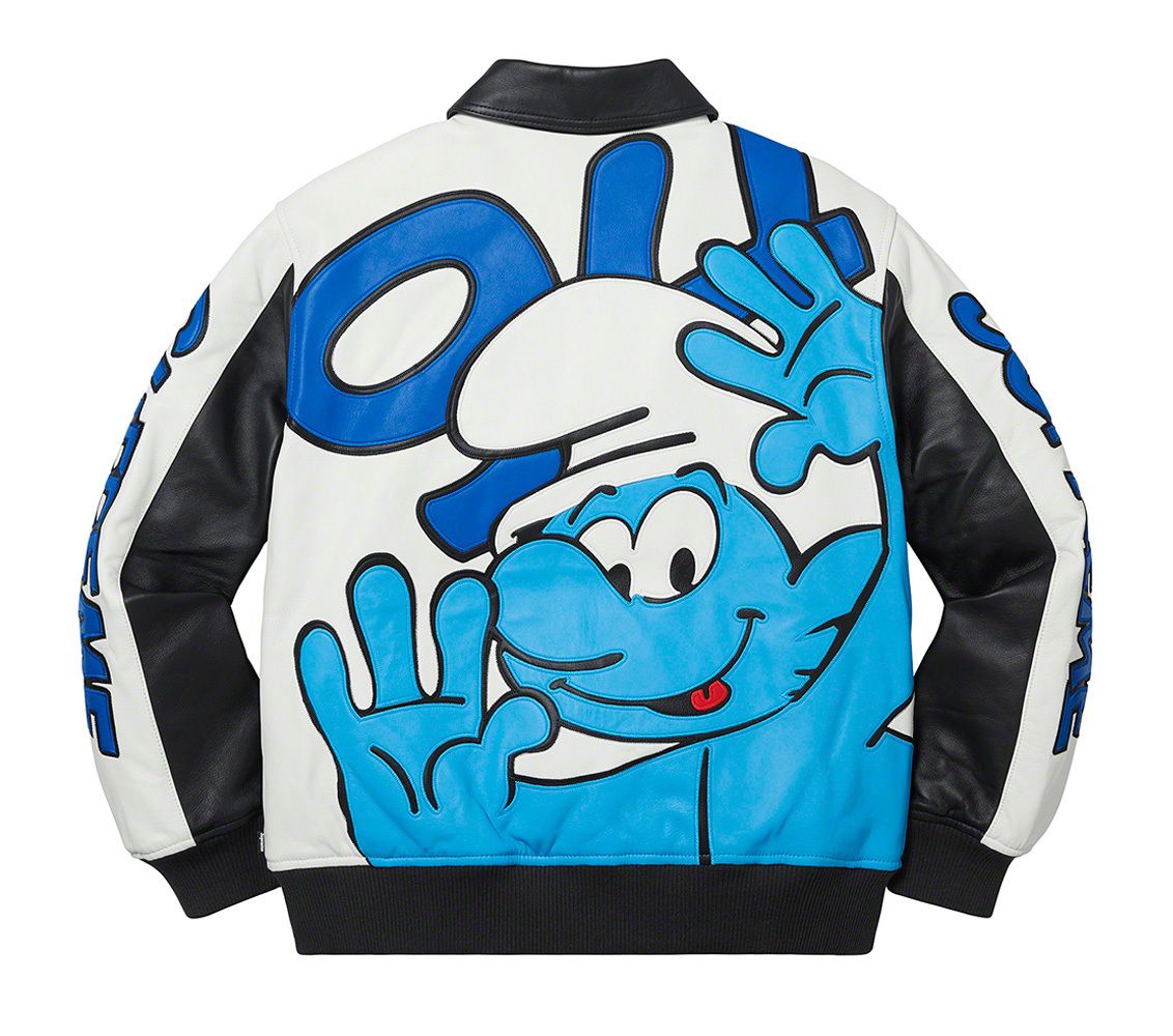 ジャケット・アウター Supreme Smurfs Leather Varsity Jacket Supreme Smurfs Leather Varsity Jacket Black Men's - FW20 - US