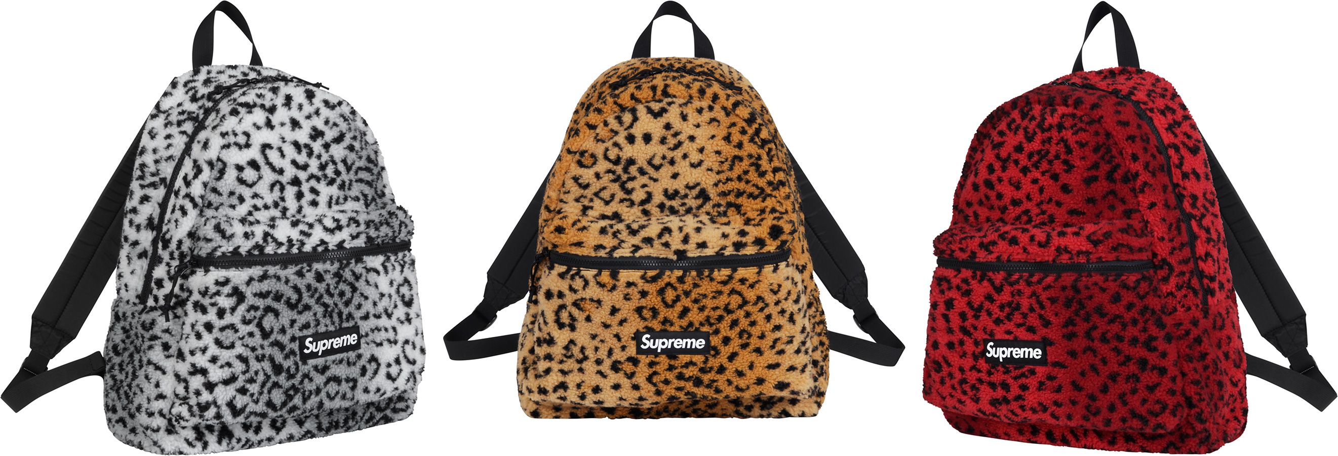 バッグ 2017AW Supreme Leopard Fleece Backpack Supreme Leopard Fleece Backpack White - FW17 - US