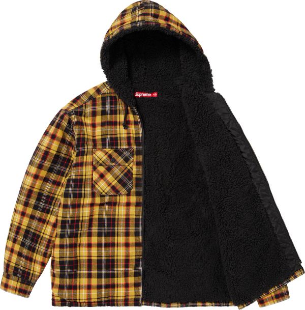 Lined Zip Up Hooded Flannel Shirt