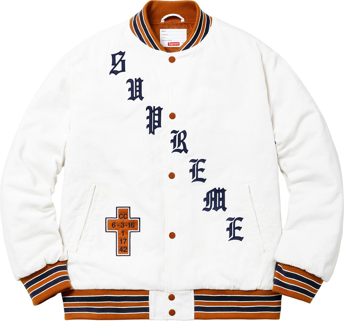 097◆Supreme CORDUROY VARSITY JACKET Men's corduroy jacket supreme - Gem