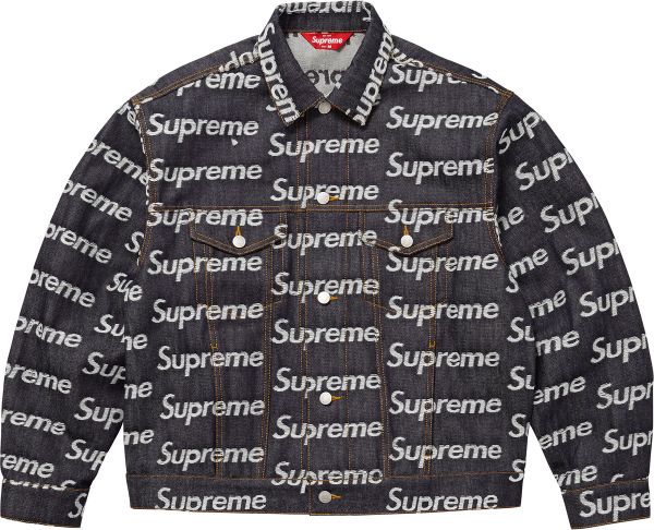 Jacquard Logos Denim Trucker Jacket