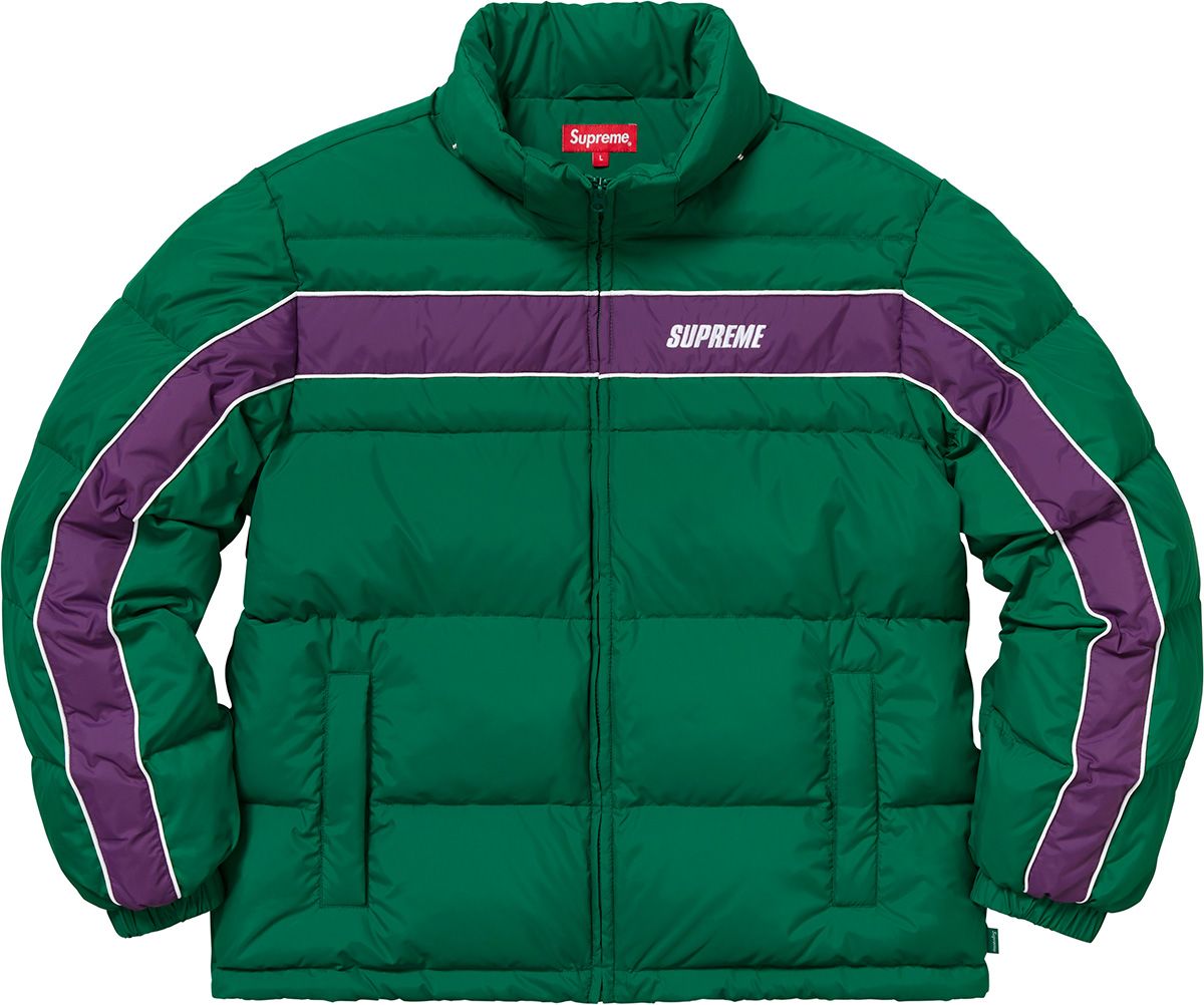 Supreme Stripe Panel Down Jacket XLサイズ！ Supreme Stripe Panel Down Jacket Green Men's - FW18 - US