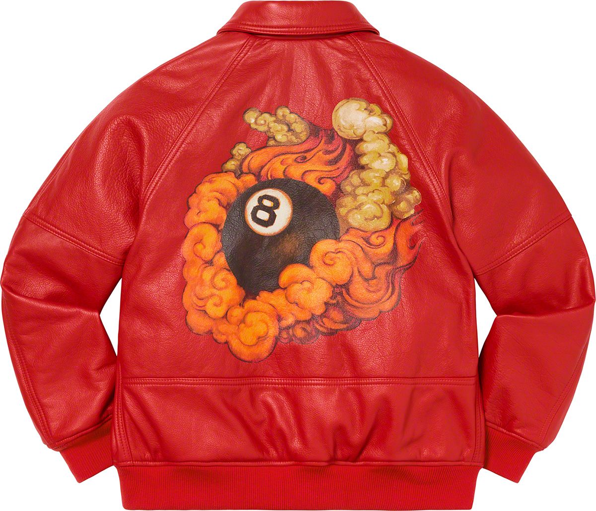 SUPREME × Schott 8-Ball Leather Jacket Supreme Schott Martin Wong 8 Ball Leather Varsity Jacket