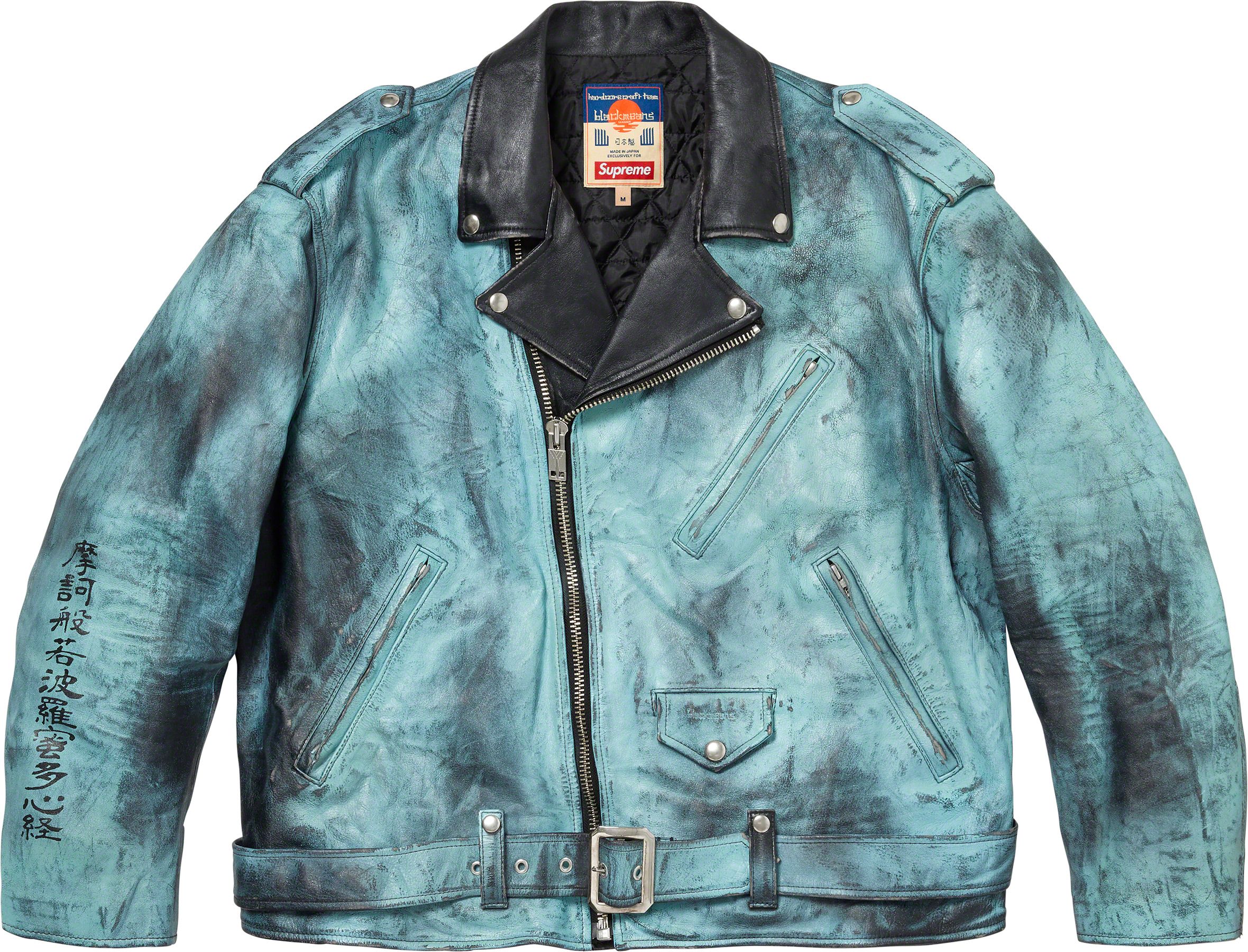 ジャケット・アウター Supreme Blackmeans Painted Leather Mc Jk Supreme blackmeans Painted Leather Motorcycle Jacket (FW23