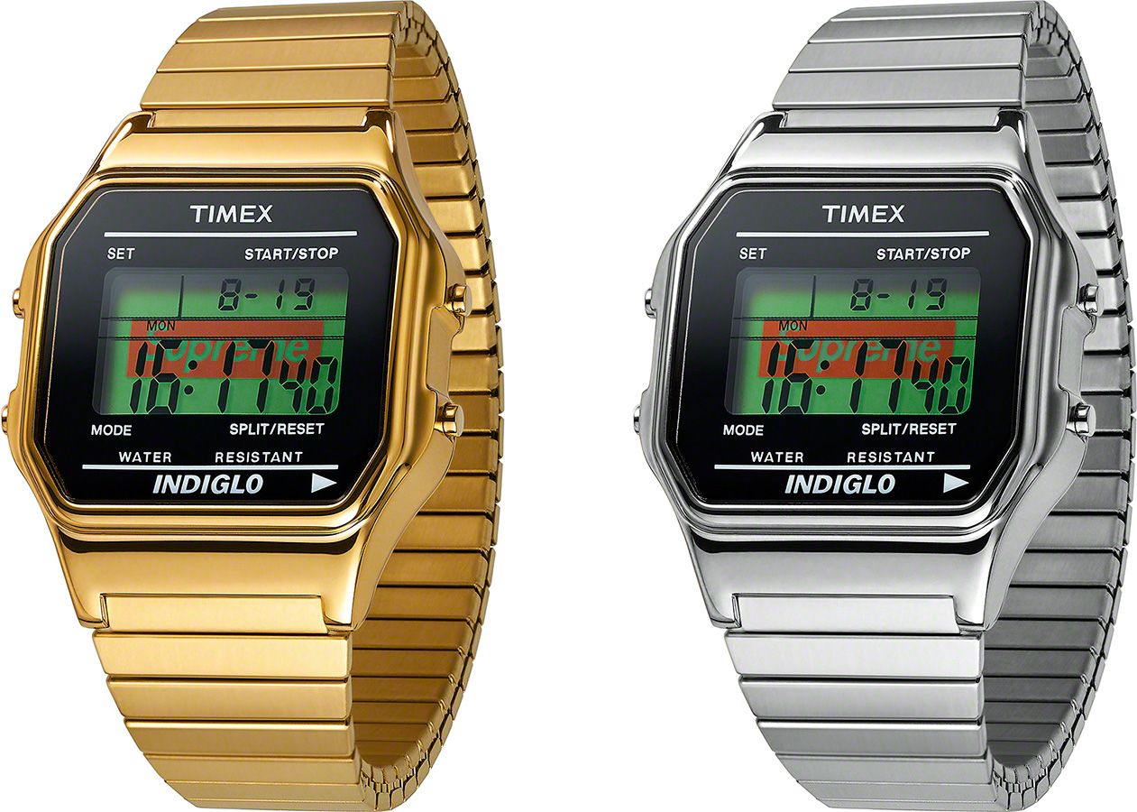 Supreme×Timex 19AW デジタルウォッチ　シルバー　ステッカー Supreme Timex Digital Watch Silver - FW19 - JP