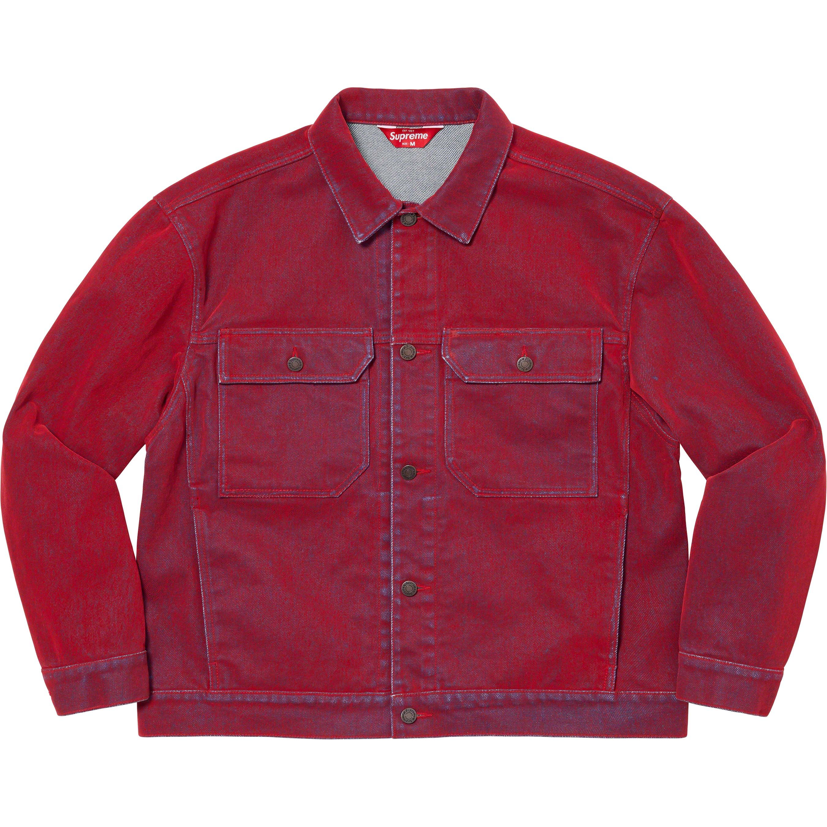 Supreme Flocked Denim Trucker Jacket ブルー Supreme Flocked Denim Blue Trucker Jacket - WyCo Vintage