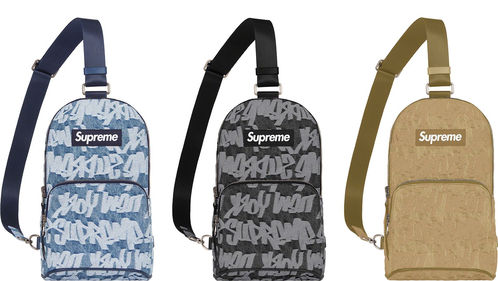 バッグ Supreme Fat Tip Jacquard Denim Backpack Supreme Fat Tip Jacquard Denim Backpack (SS22) - $148
