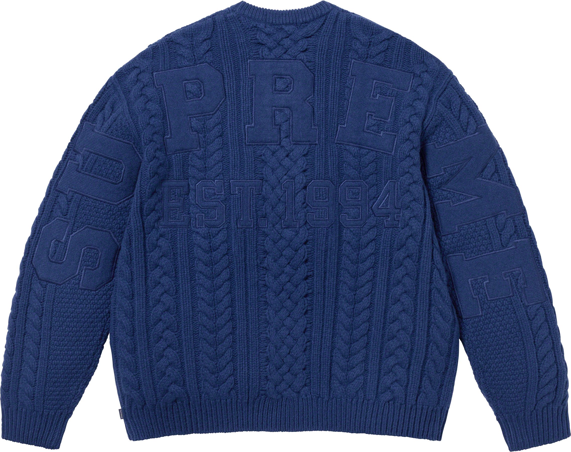 Supreme Applique Cable Knit Sweater 白 L Supreme Applique Cable Knit Sweater Navy