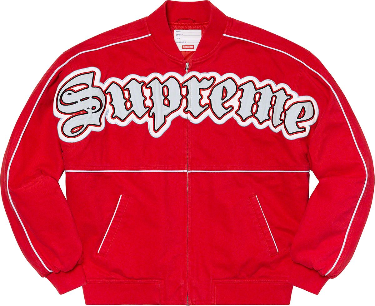 ジャケット・アウター supreme old English varsity jacket Supreme Old English Zip Varsity Jacket Black/Blue F/W 16 | eBay