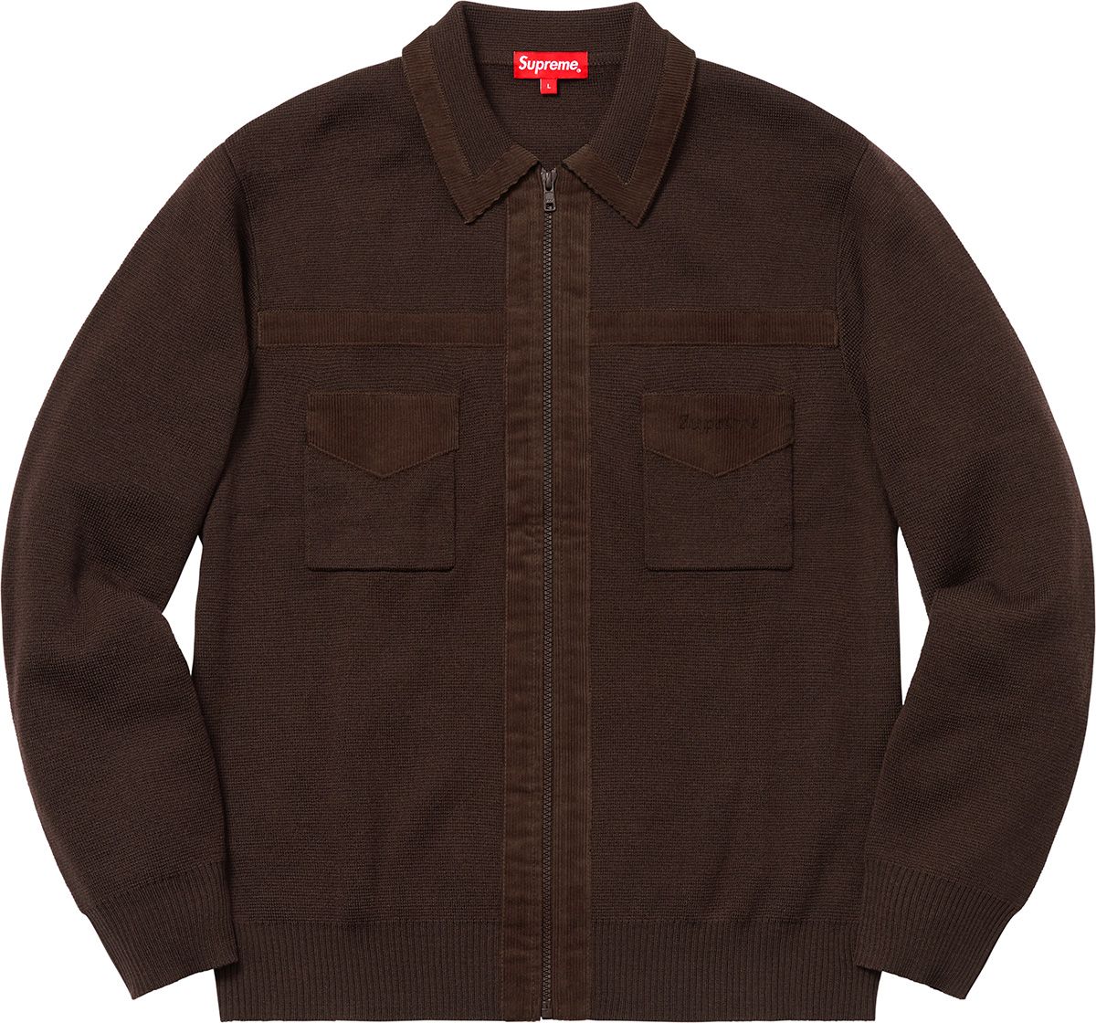 Supreme Corduroy Detailed Zip Sweater さんタク キムタク レオパード シュプリーム 木村拓哉 18AW 18FW Lサイズ