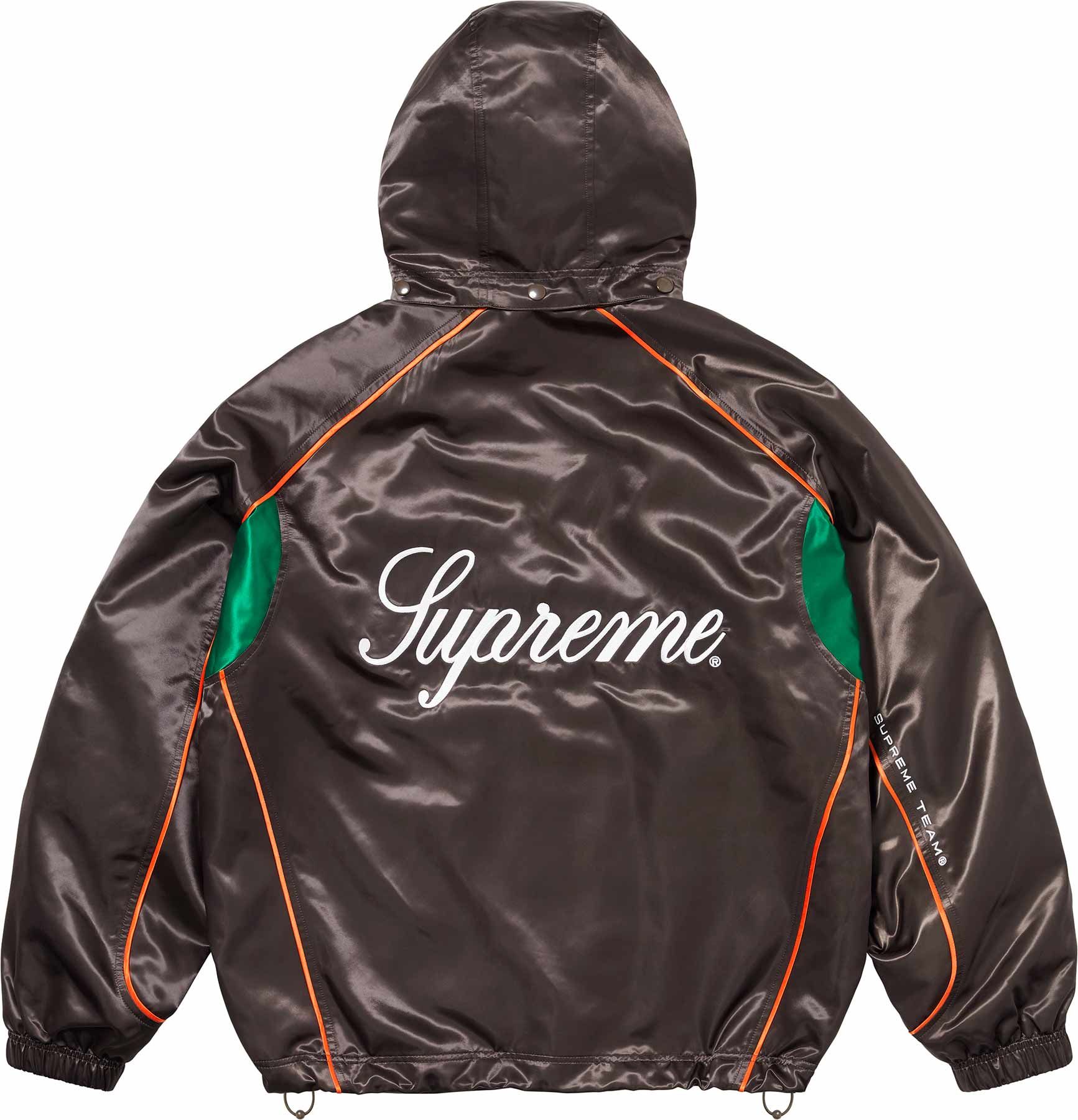 L Supreme Satin Hooded Track Jacket Navy SUPREME SATIN APPLIQUE TRACKSUIT BLACK \u2013 Crepfreakuk LTD