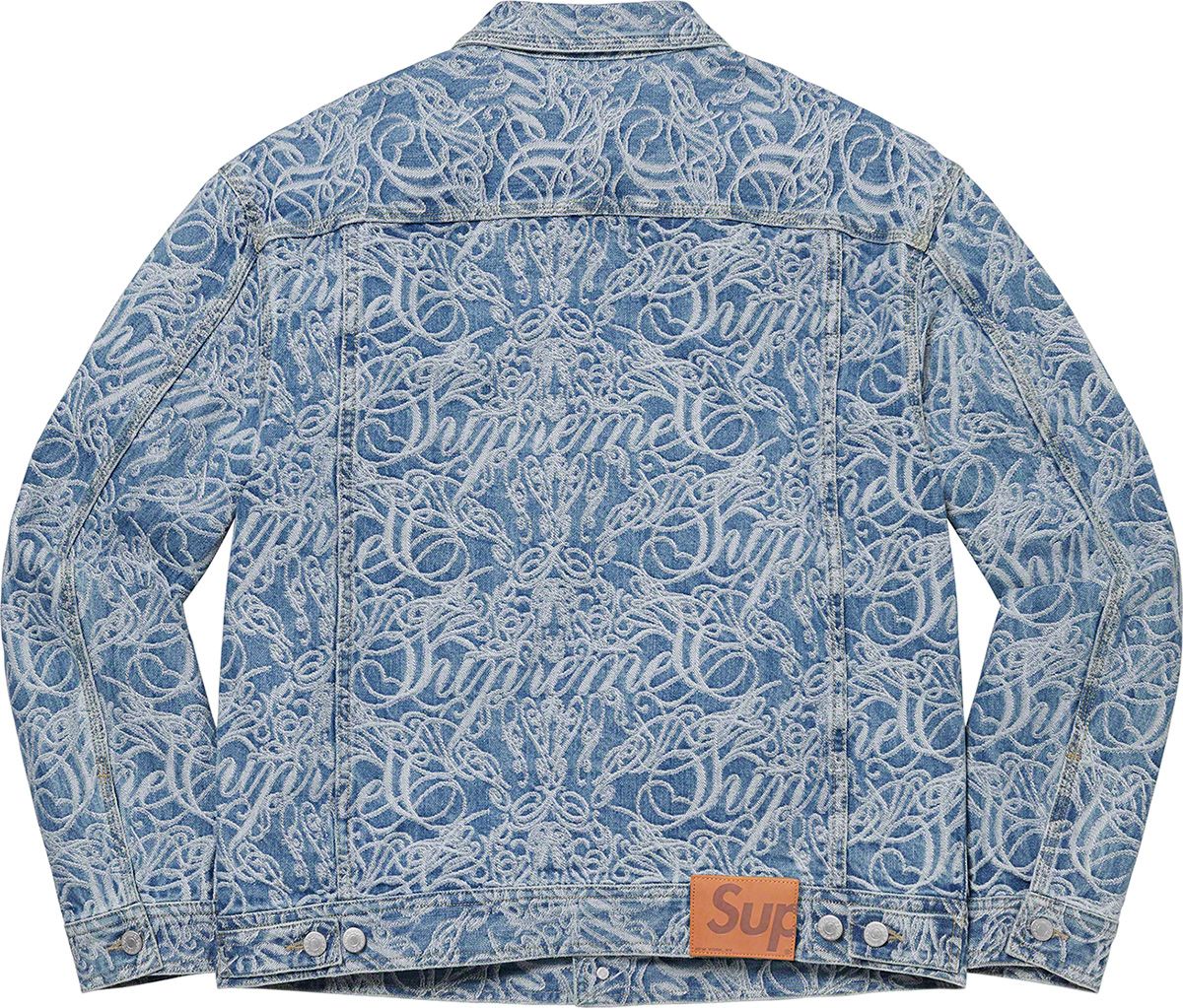 シュプリーム Script Jacquard Denim Jacket Supreme Script Jacquard Denim Trucker Jacket (FW22) - $268