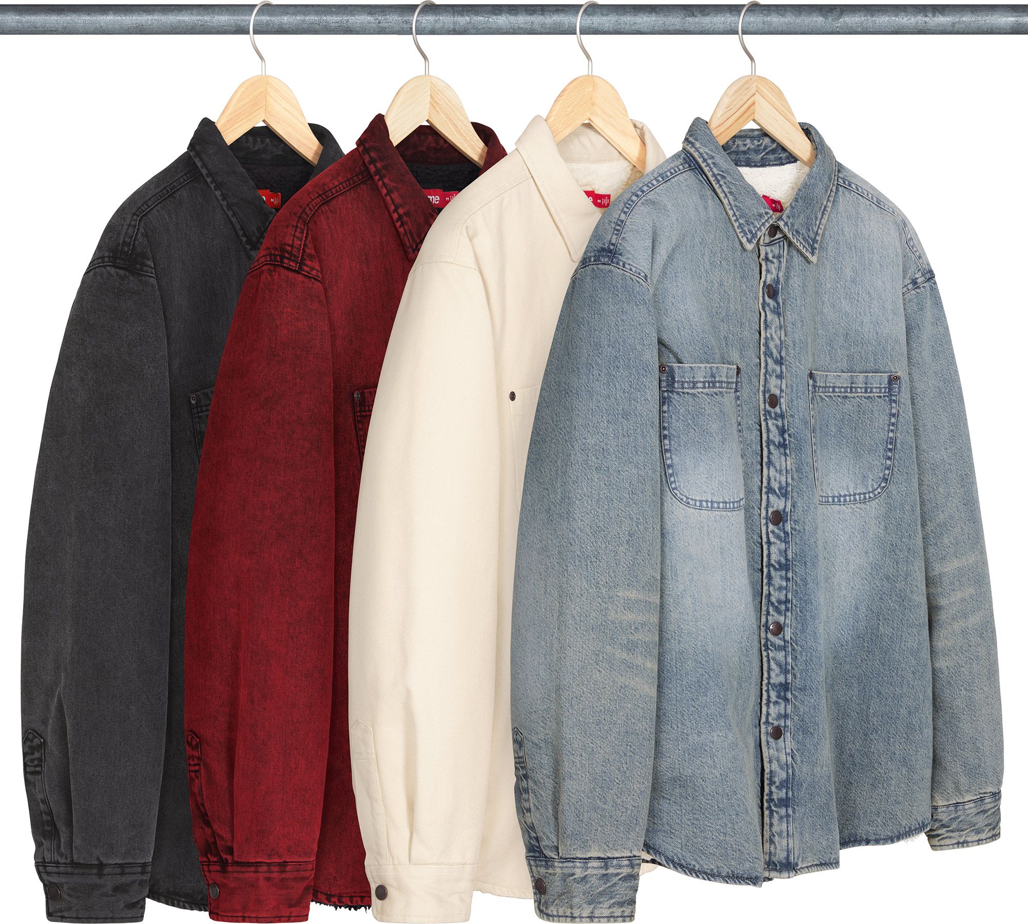 ジャケット・アウター Faux Shearling Lined Work Shirt Supreme Faux Shearling Lined Work Shirt Black Denim Men's